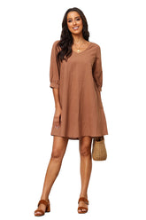 Robe en mousseline marron